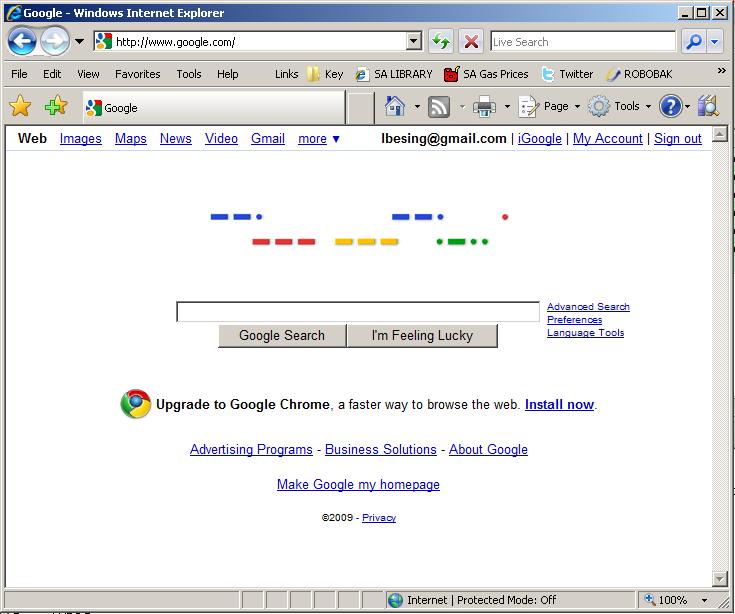 Google Screen on 04/27/2009 in CW