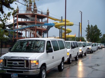 Day 2 - Schlitterbahn - SAGs wait for instructions to load riders for return to SA