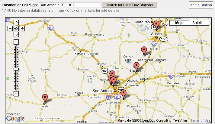 2008 ARRL Field Day Map San Antonio
